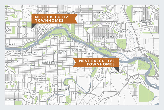 Map illustration of Nest Executive Townhomes