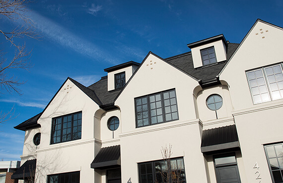 Frontside view of Nest Executive Townhomes in Calgary, Alberta